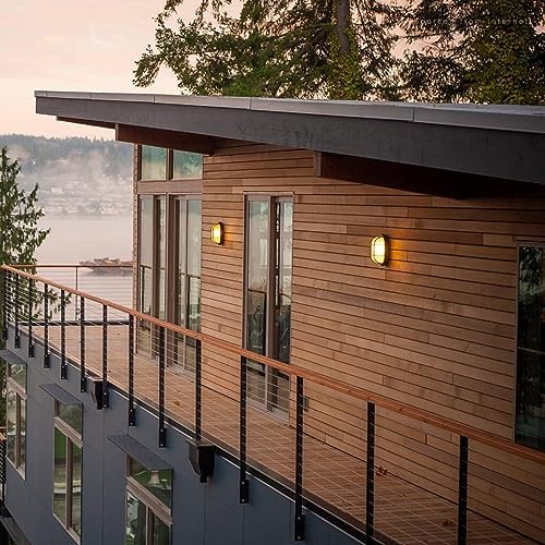 Bulkhead Lights Outdoor, Nautical Outdoor Wall Lights, Oval Bulkhead Wall Light, E27 Base, Wall & Ceiling Mount, Aluminum with Frosted Glass, Weatherproof Security Light for Porch Patio Garden Garage