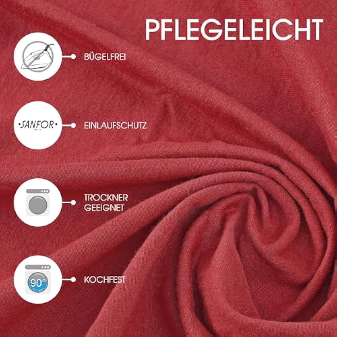 CelinaTex Lucina Fitted Sheet Cotton 180x200-200x200 cm ruby red