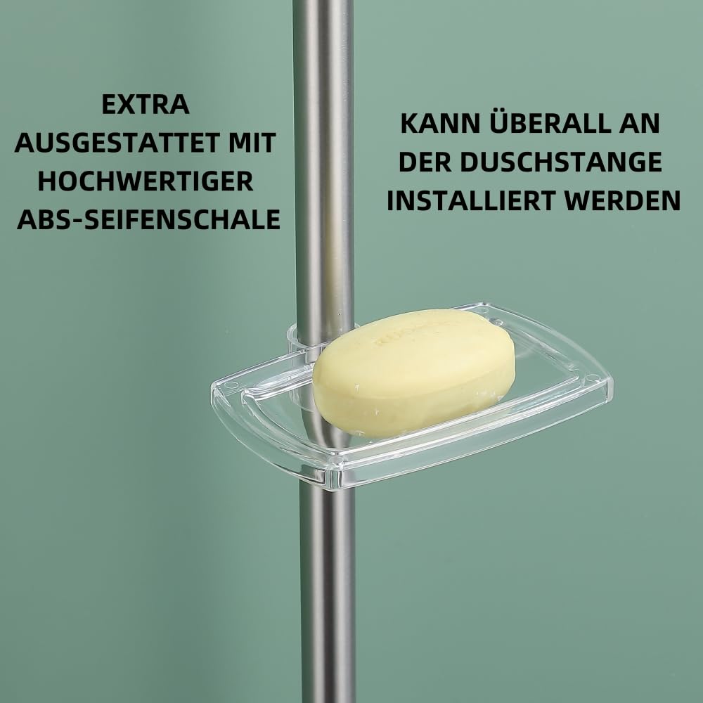 HomeHeng Shower Riser Rail 80CM, Wall Mounted Shower Slide Bar with Soap Dish Bracket Brushed Nickel Adjustable Shower Head Holder Bar for Bathroom,