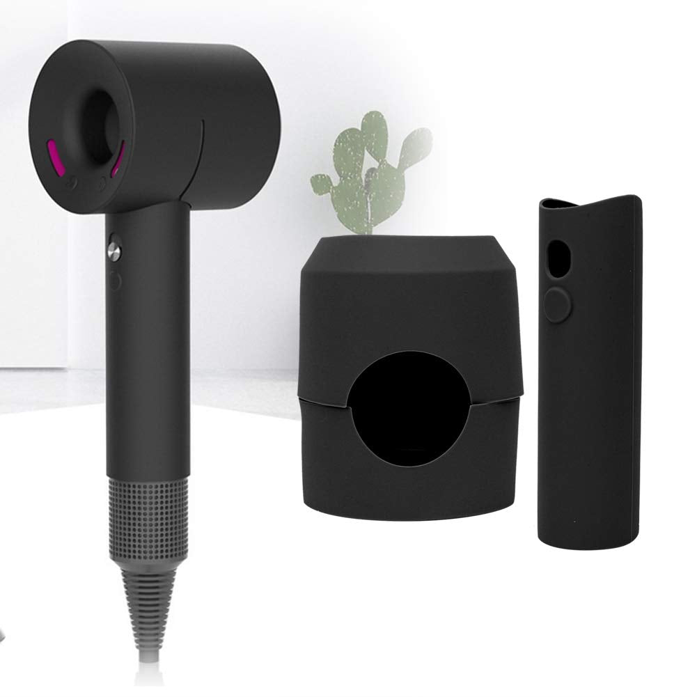 Silicone Hair Dryer Protective Cover for Dyson Hair Dryer, Anti-Scratch Shockproof Dust Droof Travel Protective Case Cover(black)