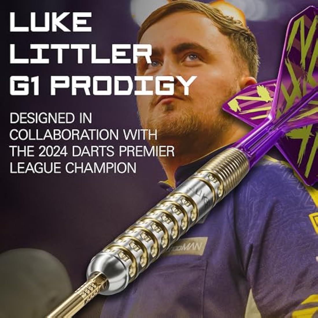 TARGET Darts Luke Littler Gen 1 Prodigy Steel Tip Swiss Point Darts, 90% Tungsten Darts, 22G/23G/24G | Generation 1 Gold Steel Tip Darts, G1 Player Edition Swiss Points Dart Sets, Flights and Shafts