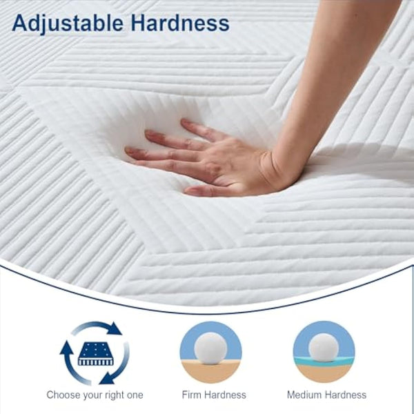 Hiimgo Double Mattress, Memory Foam, Breathable Medium Firm, Perfect for Body Support, Durable for Double Bed (135x190x25cm)