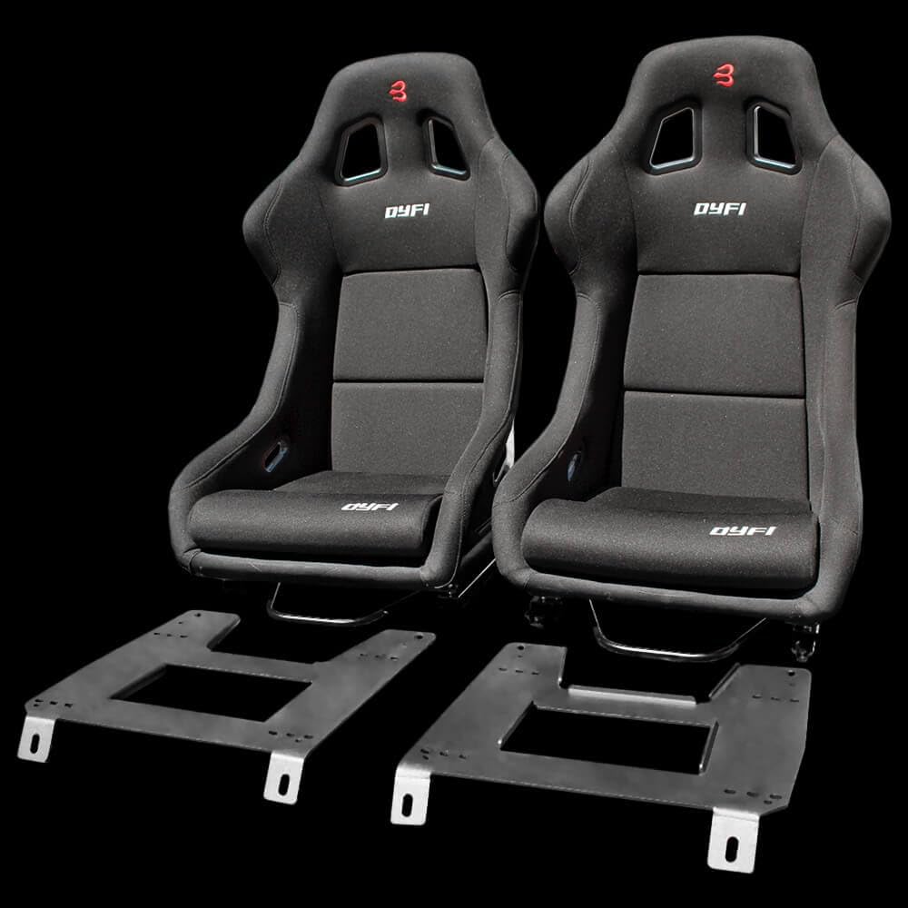 Set of Barbarian Fixed Bucket DYFI Racing Seats for MX5 Mk3 (NC Chassis) Mazda, Black Felt, Track, Race, Drift