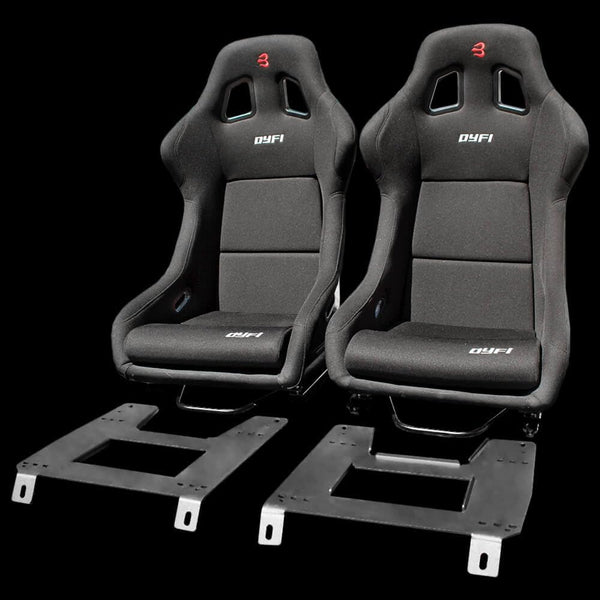 Set of Barbarian Fixed Bucket DYFI Racing Seats for MX5 Mk3 (NC Chassis) Mazda, Black Felt, Track, Race, Drift
