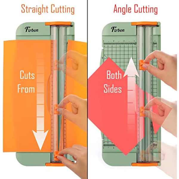 Firbon A4 Paper Cutter 12 Inch Titanium Paper Trimmer Scrapbooking Tool with Automatic Security Safeguard and Side Ruler for Craft Paper, Coupon, Label and Cardstock, Morandi