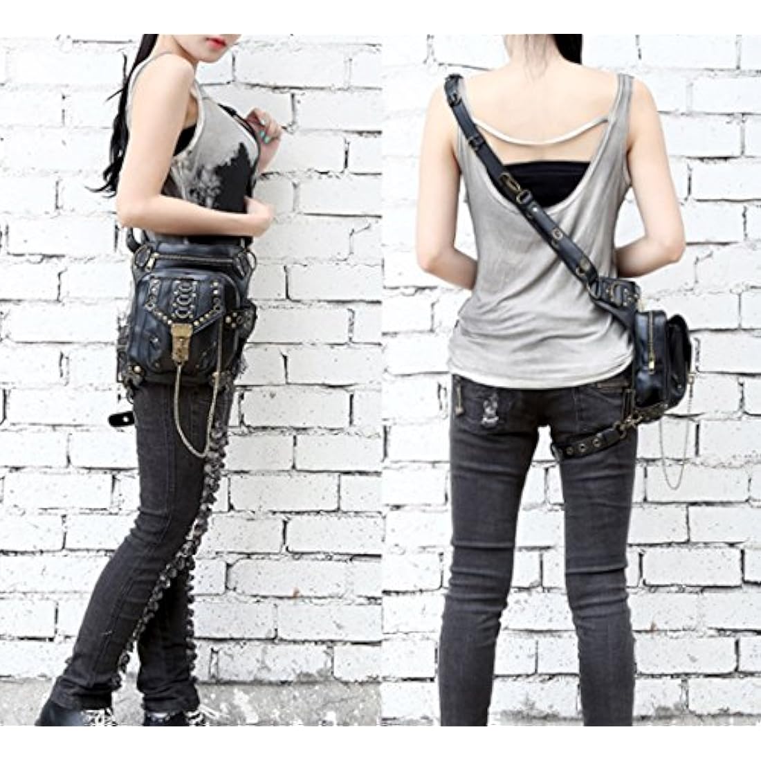 FiveloveTwo® Men Women Multi-Purpose Tactical Drop Leg Arm Bag Pack Hip Belt Waist Messenger Shoulder Fanny Packs Steampunk Bag Wallet Purse Pouch Bag