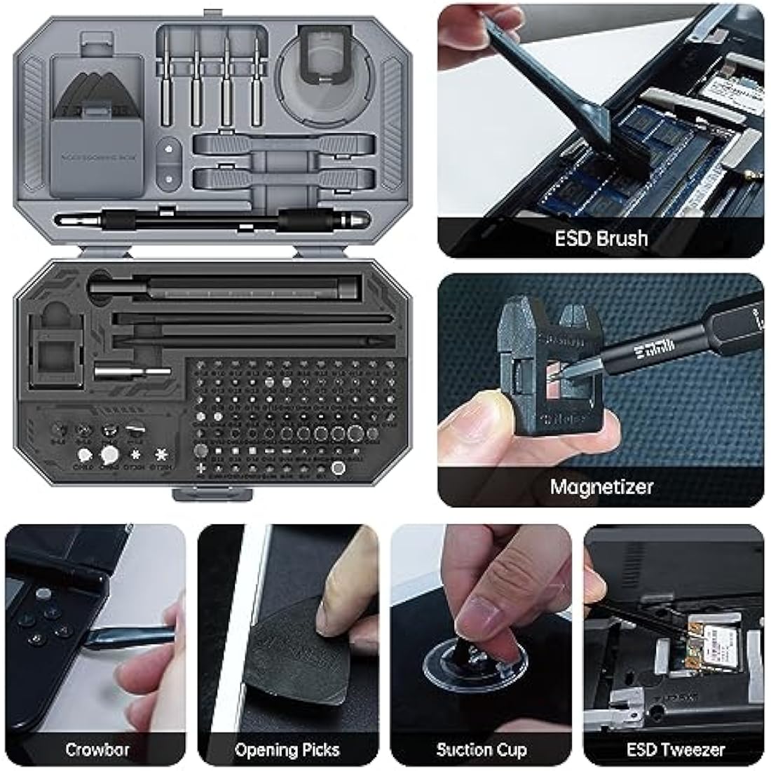 JAKEMY 105 in 1 Precision Screwdriver Set Laptop Repair Tool Kit Magnetic Small Torx Bit Household Screwdriver Set for PC, Computer, Phone, Glasses, MacBook, PS4, Xbox