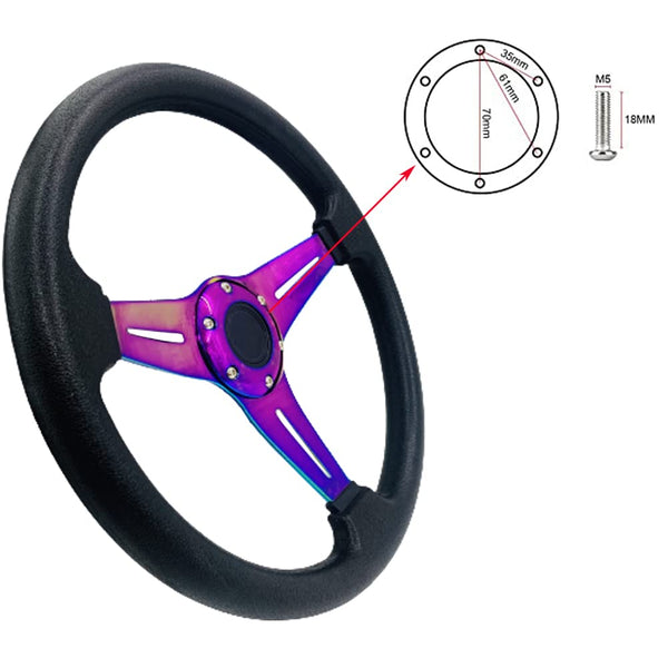 YEHICY Auto Racing Flat Steering Wheel with Purple Spokes 350mm 13.8”6 Bolts Grip Vinyl Leather Universal Simulation Game Steering Wheel For Logitech G29 G920 G923