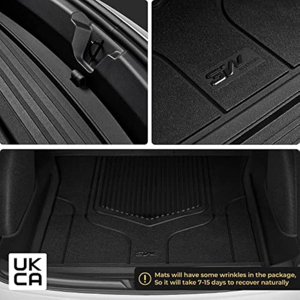 3W Car Boot Liner Custom Fit Tesla Model 3 2017-2023,TPE Trunk Mat Protector for Dog Pet,All Weater Waterproof Non-slip,UKCA Quality Certification,Car Accessories,Black