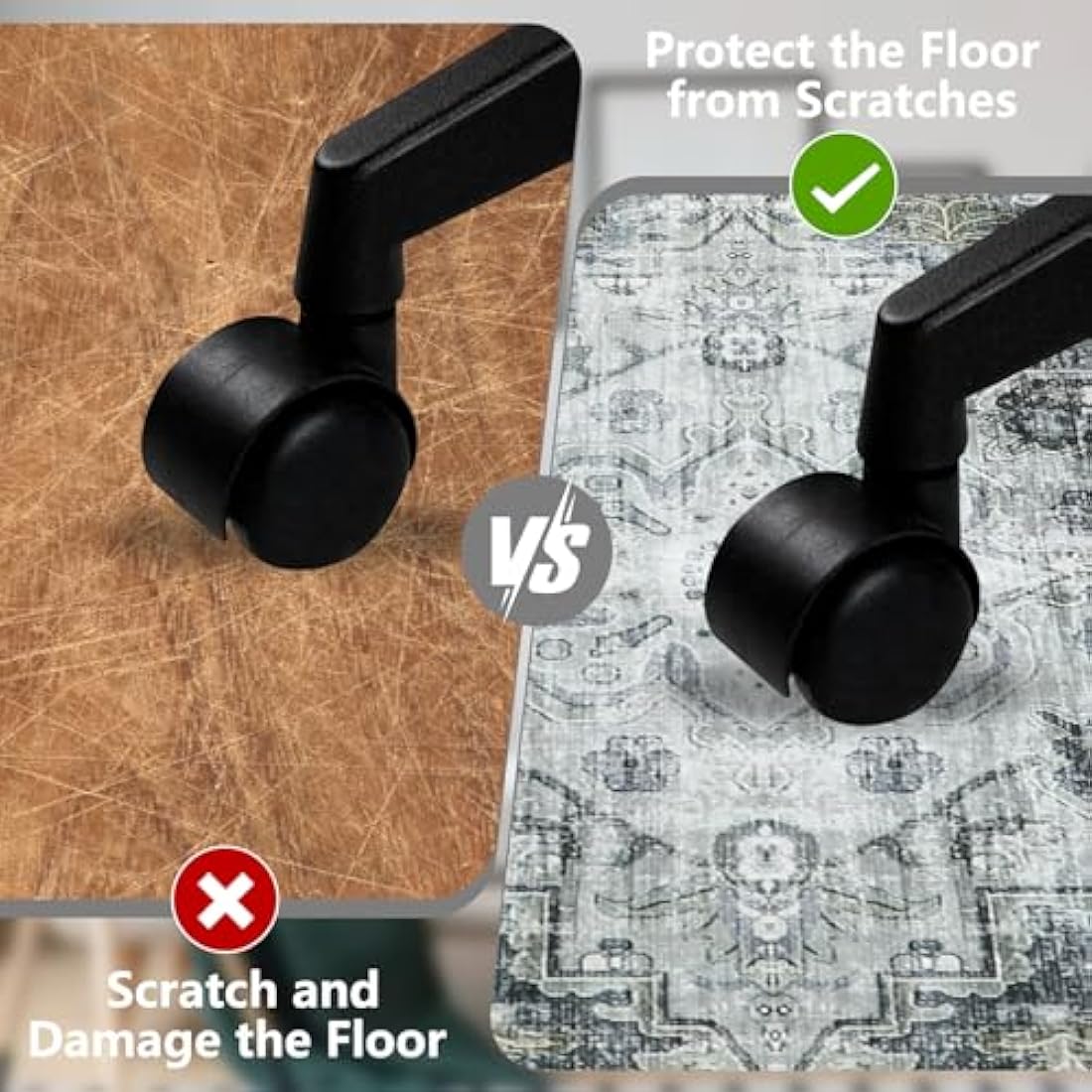 Homcomodar Office Chair Mat for Hardwood Floor 120x150cm Grey, Computer Desk Chair Mat for Hard Floor, Chair Floor Protection Mat Non Slip Rubber Mats for Home Office Chair