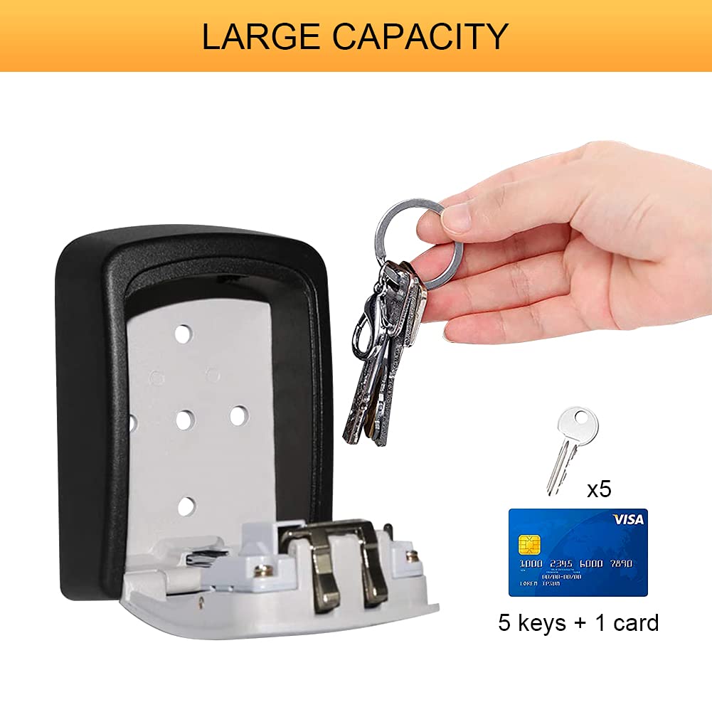 GRIFEMA Key Safe Wall Mounted Police Approved, Lock Box Outdoor 4 Digit Combination, Heavy Duty Waterproof Key Cabinet for Home Garage School Airbnb GA1003-1, Gray, External dimensions: 115x95x40mm