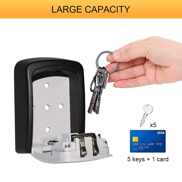 GRIFEMA Key Safe Wall Mounted Police Approved, Lock Box Outdoor 4 Digit Combination, Heavy Duty Waterproof Key Cabinet for Home Garage School Airbnb GA1003-1, Gray, External dimensions: 115x95x40mm