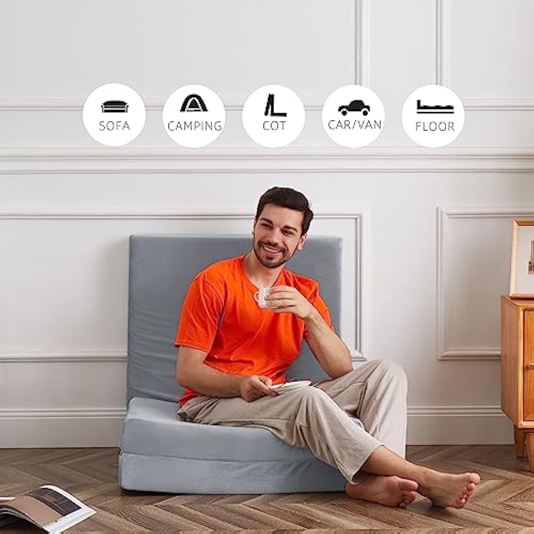 Jamdok 10CM Single Memory Foam Folding Sleeping Pad,Trifold Mattress,Machine Washable Cover, Foldable Floor Mattress Topper,Guest Bed for Adult,Camping Mat