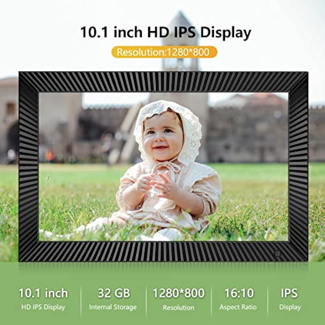 FRAMEO WiFi Digital Photo Frame 10.1 inch with 32GB Internal Storage Smart Digital Photo Frame with IPS Touch Screen 1280x800 Digital Picture Frame Share Photos or Videos Instantly via Frameo APP