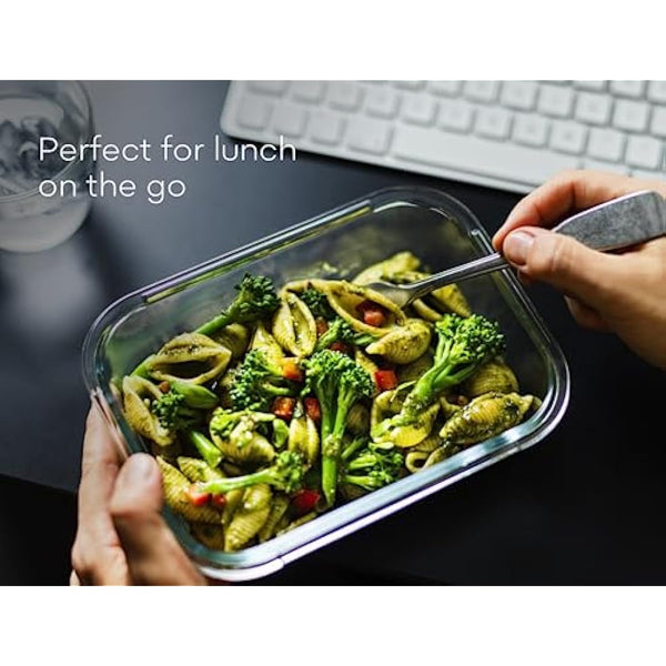 Franklin Lade Glass Food Storage Containers | 5 Piece Set 1040ml | BPA-Free Airtight LeakProof Lids | Food Containers | Glass Containers with Lids | Microwave, Oven, Freezer & Dishwasher Safe