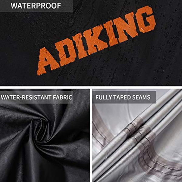 ADIKING Camping Tarp 126 x 118in Waterproof Portable Hammock Tent Tarps Lightweight Anti-UV Rain Shelter For Camping Hiking Outdoor Activities (Black)