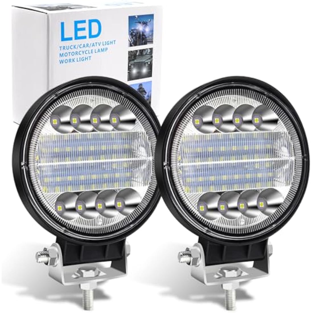 2PCS LED Work Lights,72W Off Road Driving Fog Lights LED Spotlights 12V 24V Roof Light Bar LEDs Auxiliary Lights for Off Road 4x4 SUV UTV ATV Heavy Duty Truck Tractor Boat