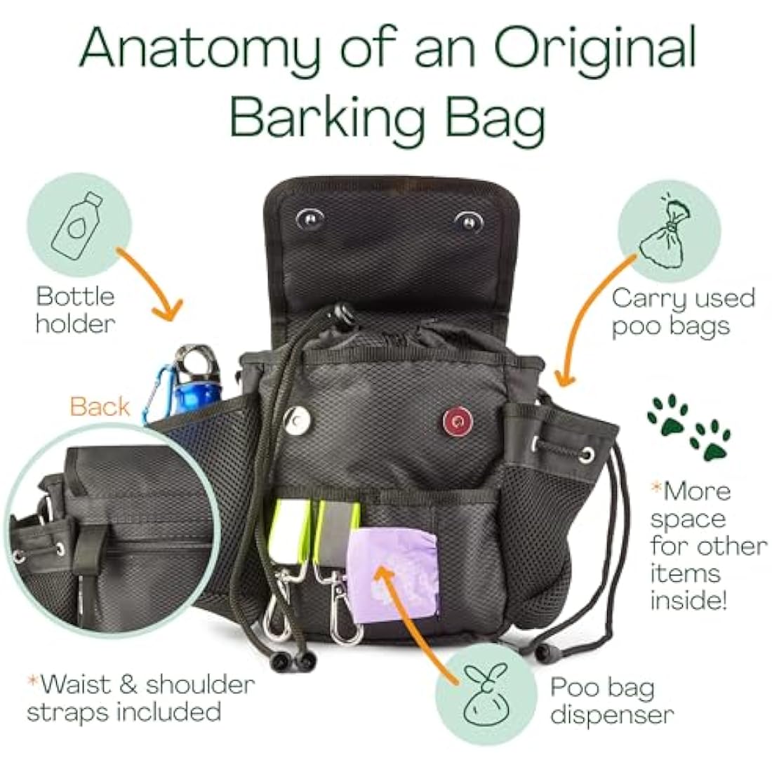 Barking Bags | The Original Dog Walking Bag | Stylish, Waterproof, & Award-Winning | Treat & Poop Bag Dispenser | Perfect for Training, Walks, & Essentials | As Seen on Dragons' Den