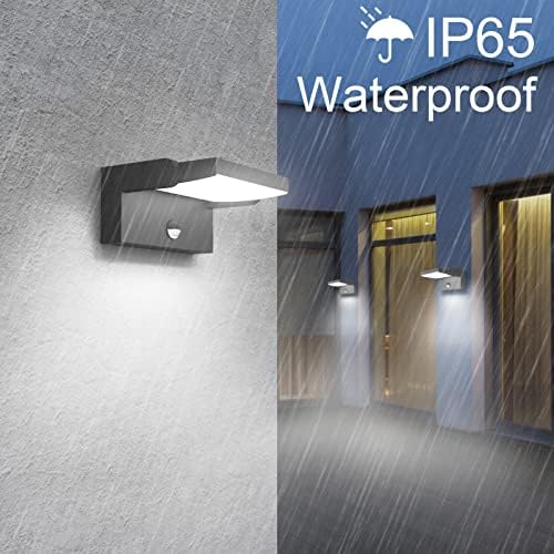 Klighten 24W Wall Light with Motion Sensor Outdoor Indoor Waterproof IP65 Aluminum Outside Light with Swiveling LED Panel Wall Lamp for Entrance Garden Hallway, Cold White 5700K-6000K, Black