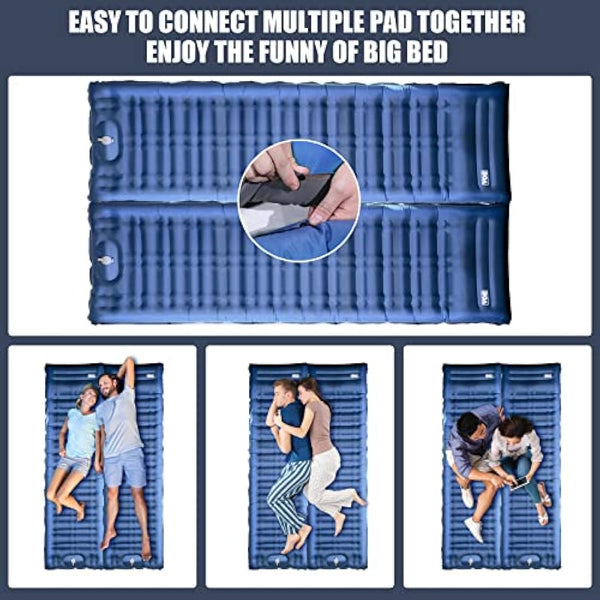 BQA Camping Sleeping Pad Inflatable Sleeping Mat with Pillow & Built-in Pump, Extra Thickness 10cm Compact Ultralight Waterproof Camping Air Mattress for Backpacking, Hiking, Tent, Traveling