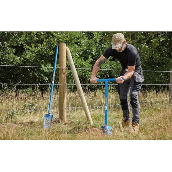 Draper 1050 x 150 mm Fence Post Auger | Post Hole Digger Gardening hand tool| Fence Manual Hand Drill | Tubular steel | 24414 Blue