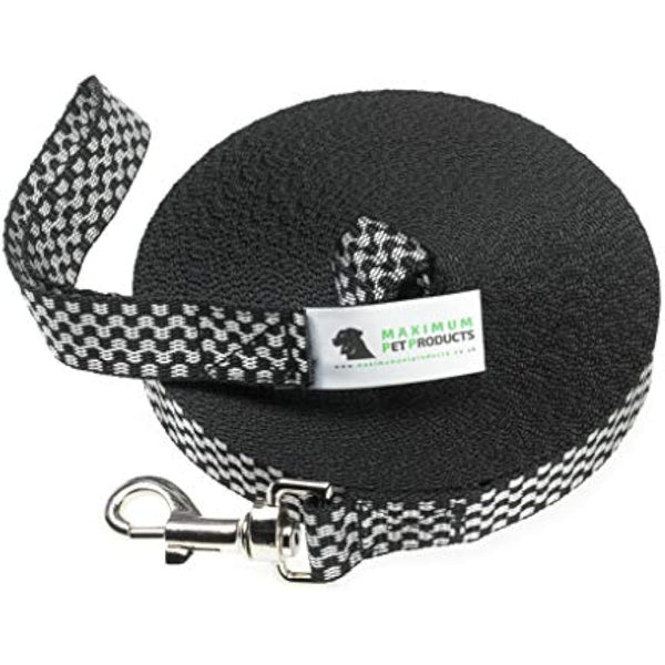 Maximum Pet Products Chequered Dog & Horse Training Lunge Lead. 25mm - 1" Wide. Very Strong) 65ft/20M