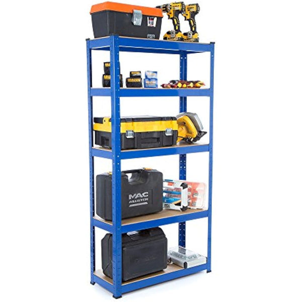 2 Bay Heavy Duty Steel Shelving Garage Racking Unit 150kg per shelf (5 Levels 1500mm H x 750mm W x 300mm D)