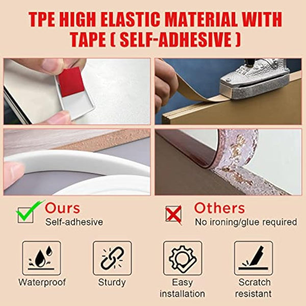 flintronic 5m*18mm U-Shape Flexible Furniture Edge Banding, Baby Safty Baby Edge Protector, Self Adhesive TPE Wood Edging Tape, DIY Furniture Edge Trim for Table, Cabinet, Furniture Restoration