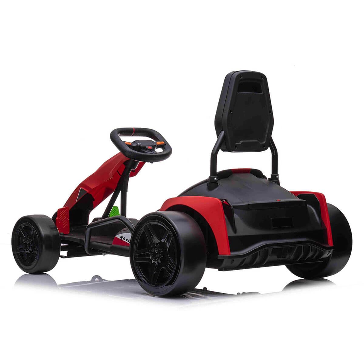 Drift Racer 24V Electric Ride On Go Kart┃Drift Go Kart┃Electronic and Mechanical Brakes┃Racing steering wheel┃Variable Speed┃Rear slick drift wheels┃LED Light┃OutdoorToys┃2 Colour Options┃Black┃