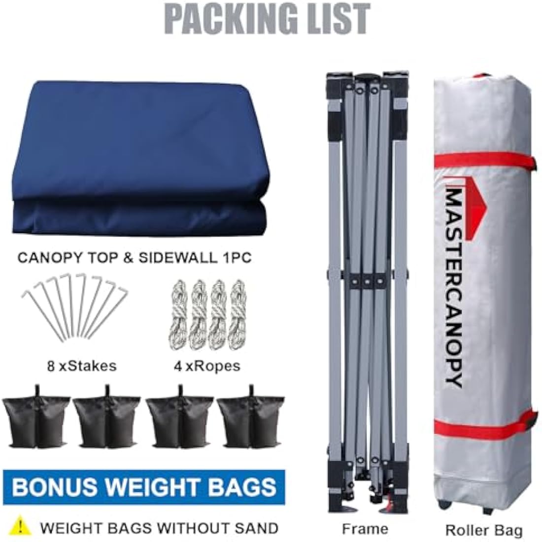 MASTERCANOPY Durable Ez Pop-up Gazebo Tent with 1 Sidewall (3x3M,Navy Blue)