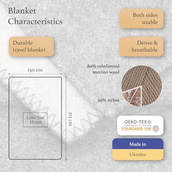 LYHome Travel Blanket - Extra Warm Picnic Throw, Bed Camping Outdoor Wool Blankets, Cozy Soft Throws, Military Army and Garden Outside Use (59x84 in | 150x215 cm | Light Gray - Gray Double-sided)