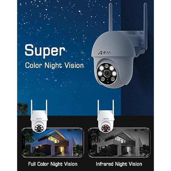 ANRAN 5MP Security Camera Outdoor with Auto Tracking, CCTV Camera Systems with 360° View, Home Security WiFi Camera, Sound-Lights Alarm, Color Night Vision, 2-Way Audio, Motion Detection, P3 Max