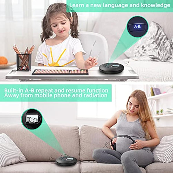 ARAFUNA CD Player Portable, Rechargeable Portable CD Player for Car and Travel, Small Player CD with Headphone and Anti-Skip, Personal Player with LCD Display, AUX Cable, Backlight