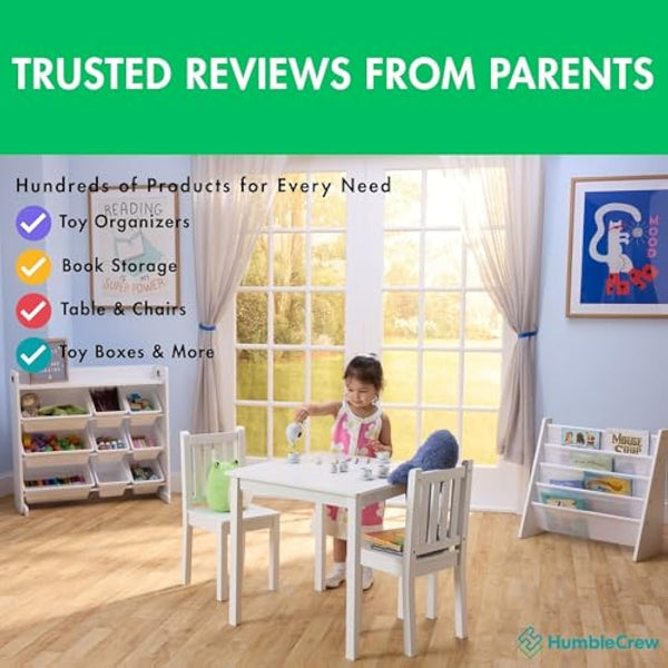 Humble Crew Cambridge Large Wooden Toy Shelf Storage Organiser for Children, with 9 BPA Free Plastic Removeable Storage Bins, Ideal for Storing Toys, Games, Books and Craft Supplies - White