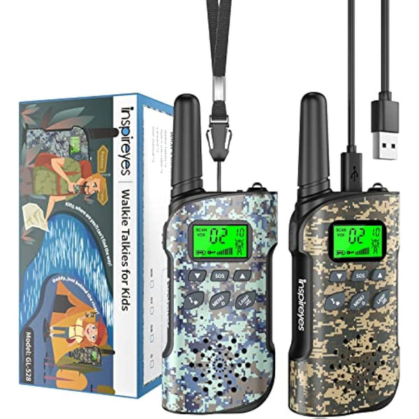 Inspireyes Walkie Talkies for Kids Rechargeable, 48 Hours Working Time 2 Way Radio Long Range, Outdoor Camping Games Toy Birthday Xmas Gift for Boys Age 8-12 3-5 Girls, Gifts for 8 Year Old Boys