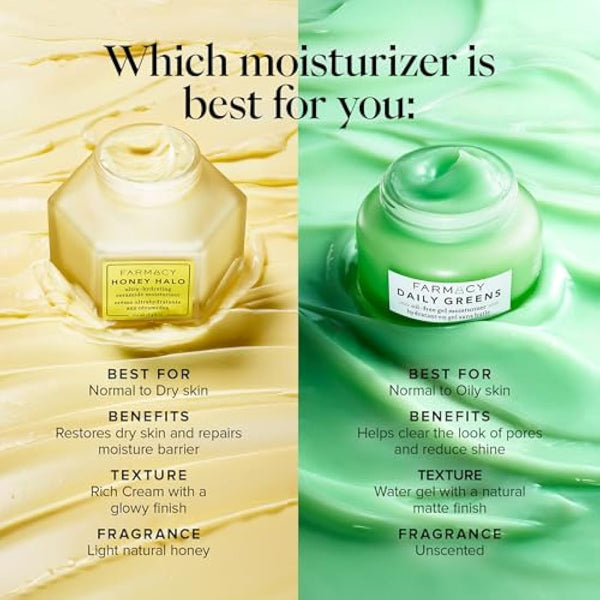 Farmacy Daily Greens Oil Free Gel Face Moisturizer - Daily Facial Moisturizing Cream with Hyaluronic Acid - New Fragrance-Free Formula