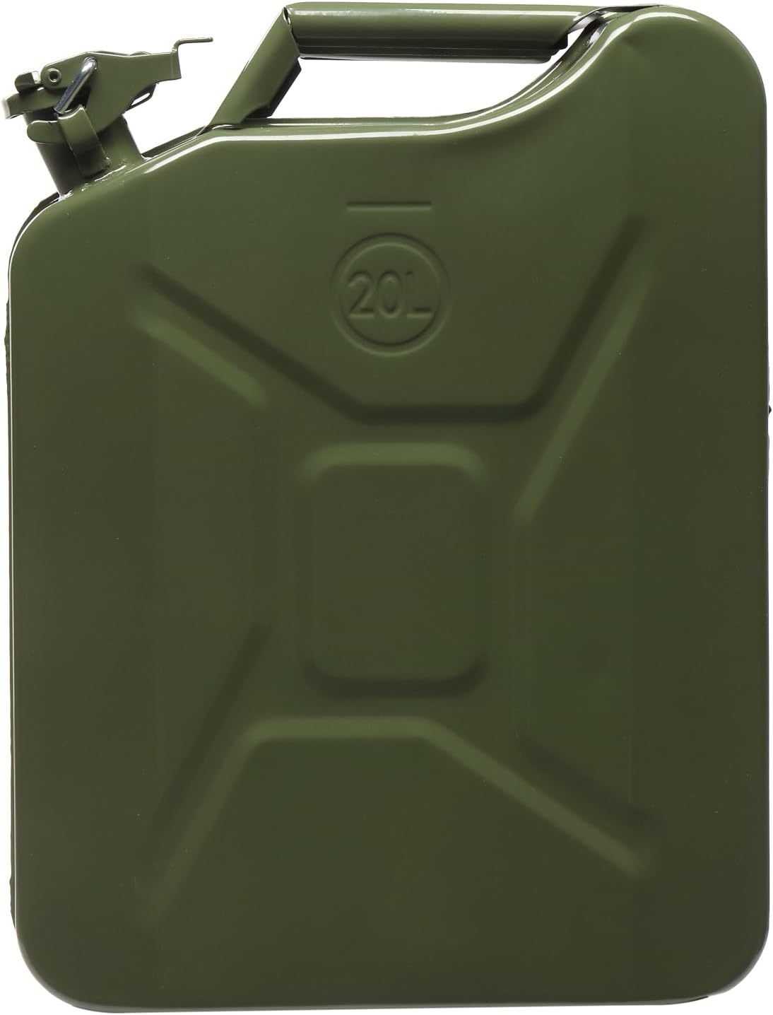 Karlhome 20 L Metal Gas Can Fuel Tank Can Petrol Diesel Storage Can Portable with Flexible Spout, for Automobile Vehicle Off Road Emergency Supply, Green