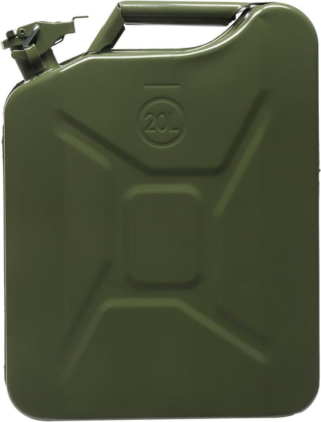 Karlhome 20 L Metal Gas Can Fuel Tank Can Petrol Diesel Storage Can Portable with Flexible Spout, for Automobile Vehicle Off Road Emergency Supply, Green