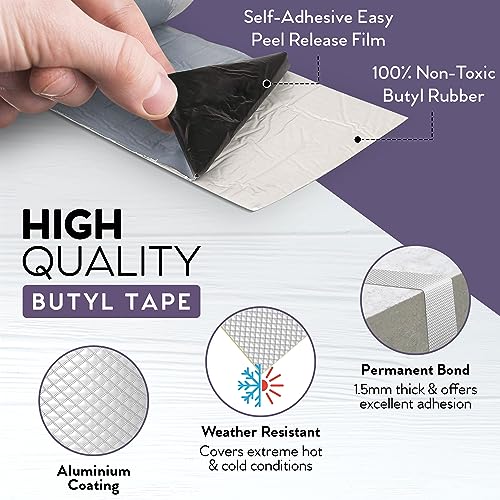 DIY Doctor Waterproof Tape for Leaks - Butyl Roof Sealant Tape - Outdoor Waterproof Repair Tape with Aluminium Foil – 50mm x 5m