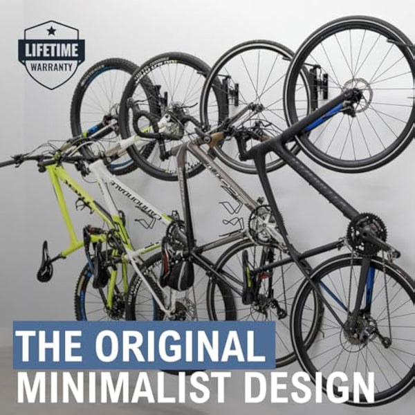 StoreYourBoard 4-Bike Swivel Rack – Wall Mounted Garage Bike Storage, Vertical Hanger with 120° Swing Design & Stopper, Space-Saving Indoor Wall Mount – Fits Kids Bikes, BMX & More – Black