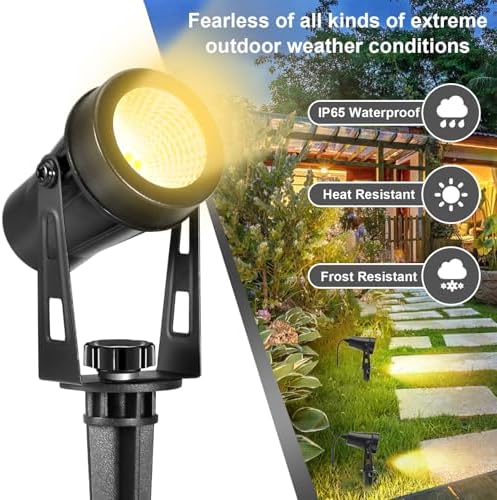 IRISECO 6-1 Garden Spotlights Mains Powered, 21M Outdoor Spot Lights with Adapter, 12V Low Voltage LED Garden Lighting, IP65 Waterproof Spike Lights, Landscape Spotlights for Yard Patio (3000K)