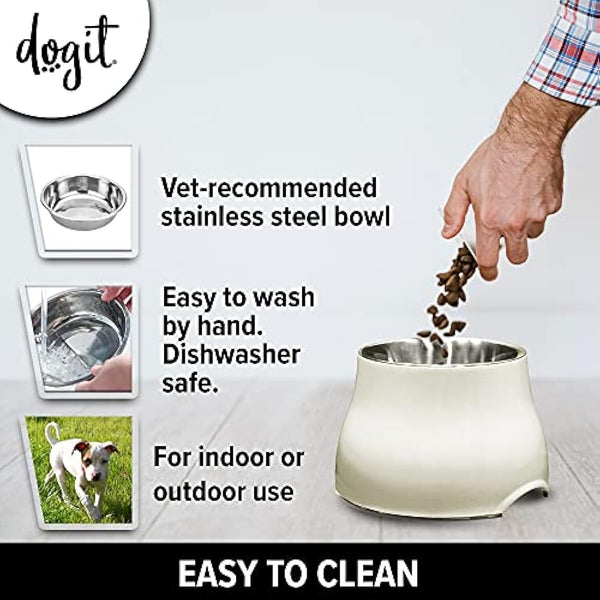 Dogit 2-in-1 Elevated Dish/Bowl, White/Cream, 900 ml Capacity