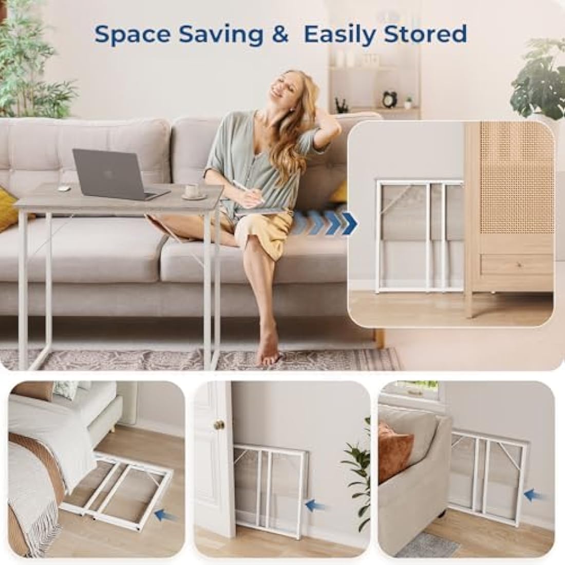 Dripex Folding Desk Foldable Small Computer Desk Writing Table for Small Place Easy Assembly, Oak