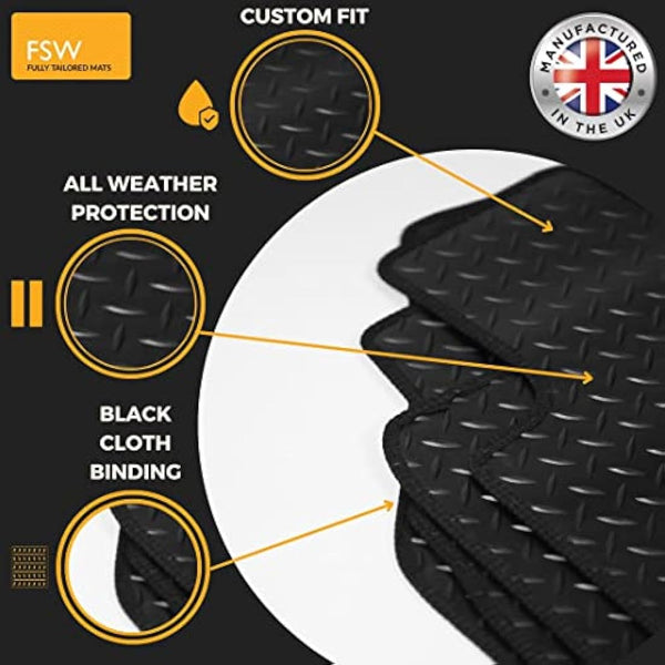 FSW - Tailored Mats - Fits FORD Puma Coupe 1997-2001- HEAVY DUTY 3mm Rubber Matting - Anti Slip Mat - Waterproof, Non Slip Car Floor Mat, with Anti Slip Backing - 4 Rubber Floor Mat Set