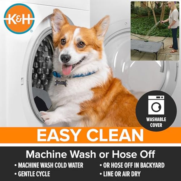 K&H Pet Products Original Pet Cot Elevated Pet Bed All Season Tan Mesh Medium 25 X 32 X 7 Inches