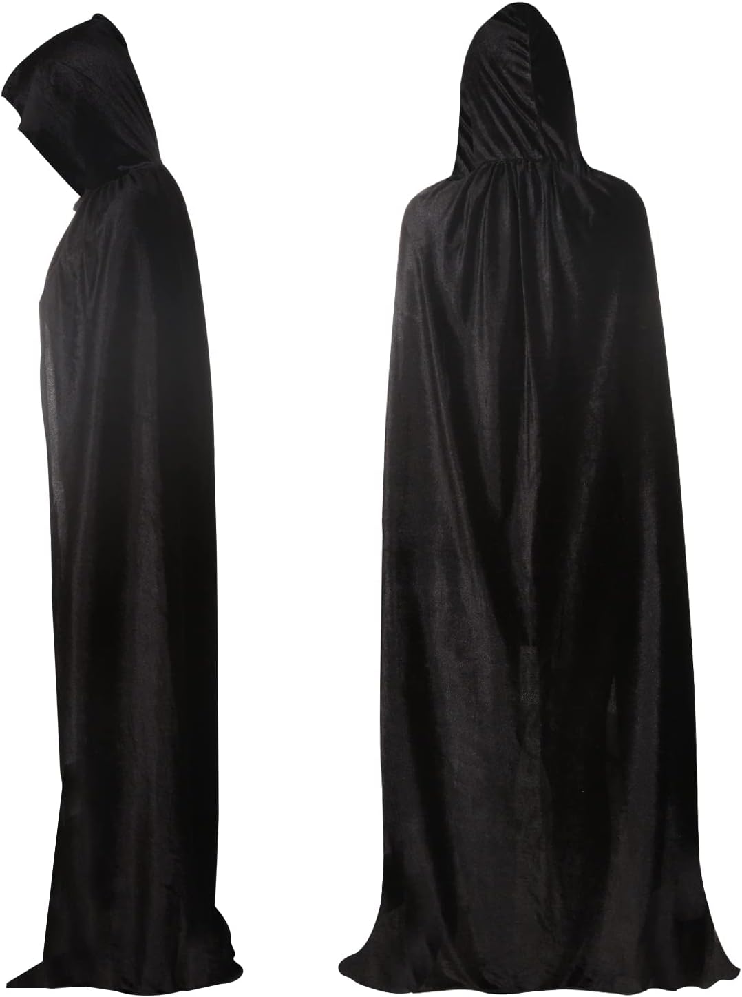 BILLMOSS Halloween Grim Reaper Costume - Hooded Cloak Velvet Black Cloak with Scythe Skull Mask Skeleton Gloves Grim Reaper Party Costumes for Kids