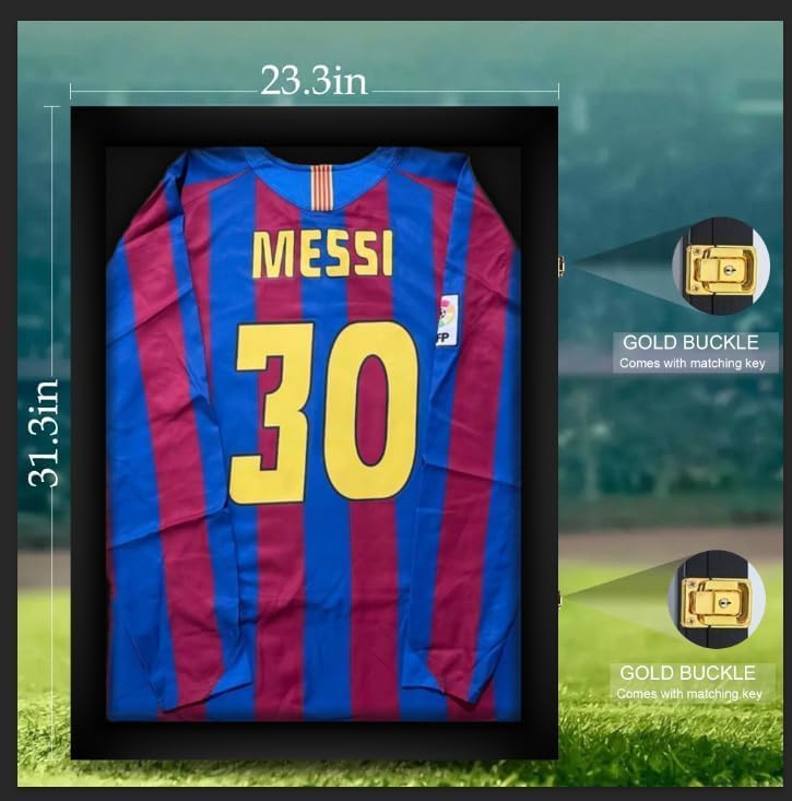 Tinkeps Football Shirt Frame Display - Engineered Wood and Acrylic, Football Shirt Frame Kit Adult Standard Sports Shirt, Rugby Shirt, Band T-shirt, Black