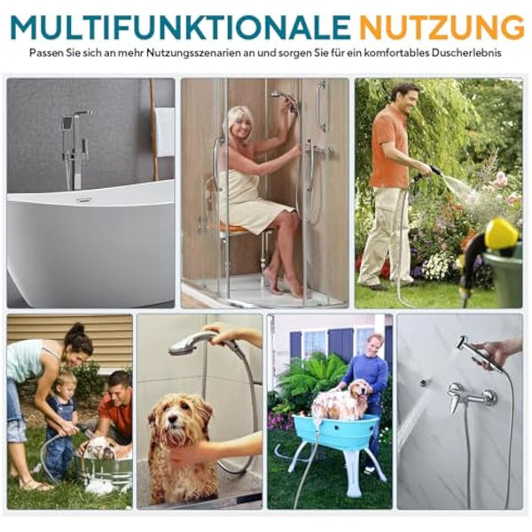 Aopoy Long Shower Hose 4m, 157" Metal Stainless Steel Shower Pipe, Anti-Kink and Leakproof, Bathroom Shower Cable, Easy DIY Replacement