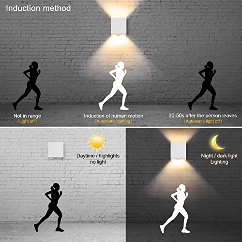 Klighten 2PCS Outdoor Wall Light with Motion Sensor, Waterproof IP54 Outside Wall Lamps with Sensor, Adjustable Beam Angle, Warm White 3000K, White