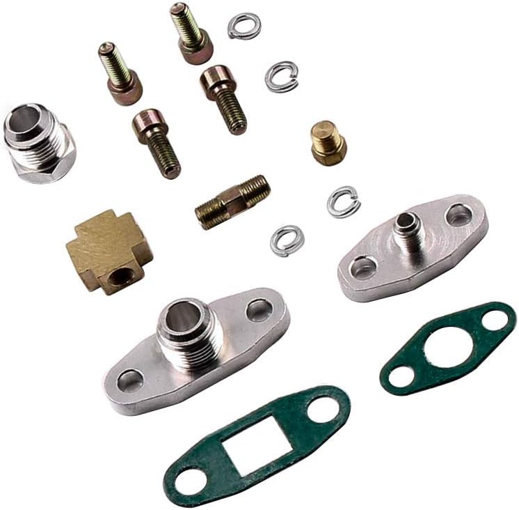 maXpeedingrods GT30 GT3037 GT3076 Anti Surge Universal Turbocharger A/R 0.6 + Oil Drain Return Oil Feed Line Hose Kits